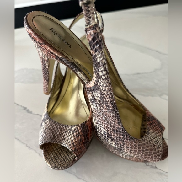 Snake skin peep toe heels - Picture 1 of 3